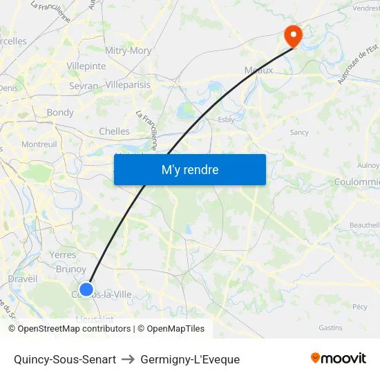 Quincy-Sous-Senart to Germigny-L'Eveque map