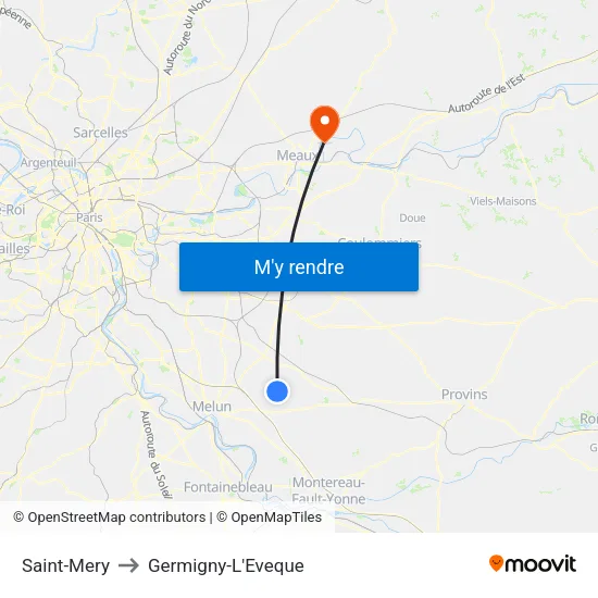 Saint-Mery to Germigny-L'Eveque map