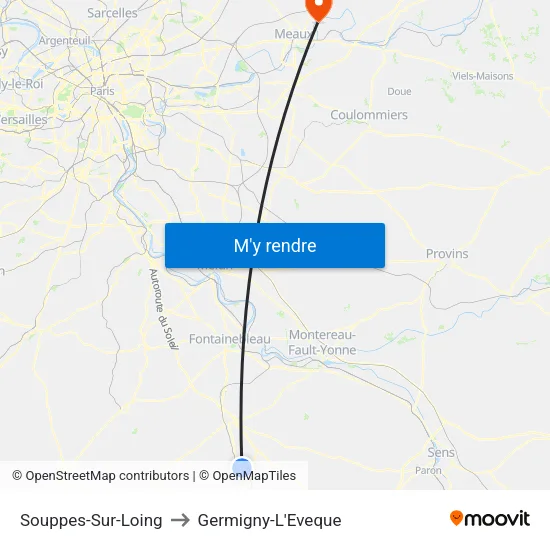 Souppes-Sur-Loing to Germigny-L'Eveque map