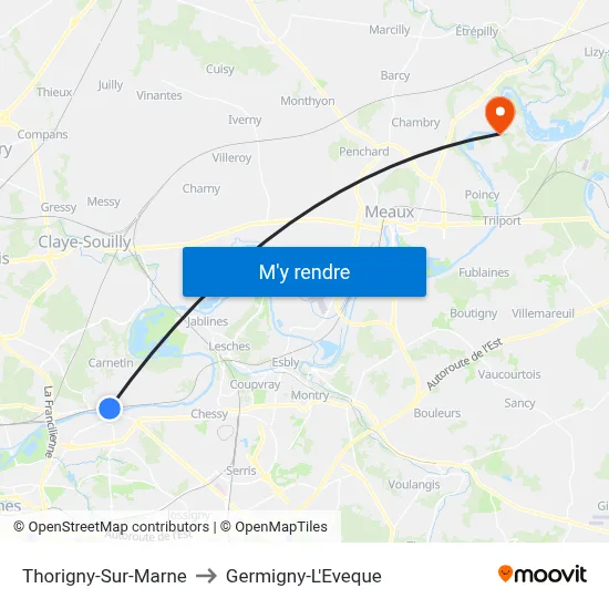 Thorigny-Sur-Marne to Germigny-L'Eveque map
