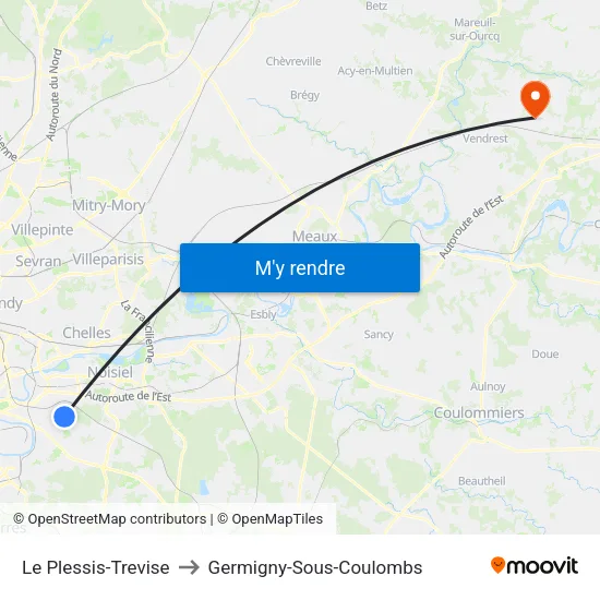 Le Plessis-Trevise to Germigny-Sous-Coulombs map