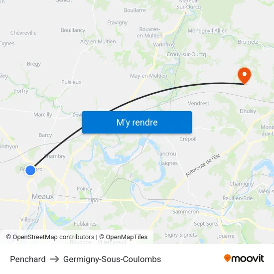 Penchard to Germigny-Sous-Coulombs map