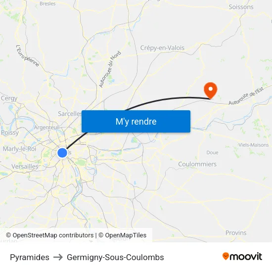 Pyramides to Germigny-Sous-Coulombs map