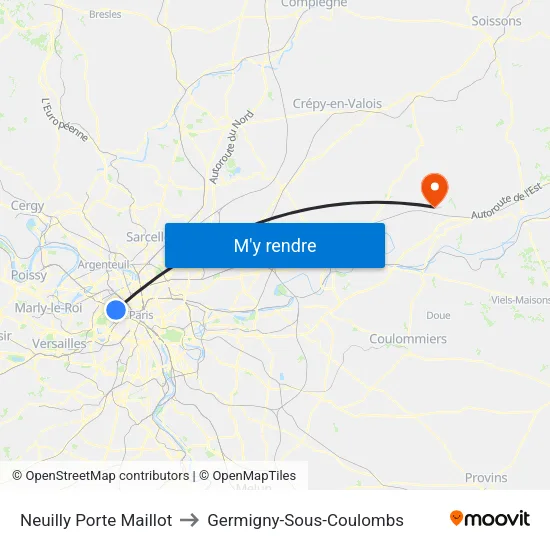 Neuilly Porte Maillot to Germigny-Sous-Coulombs map