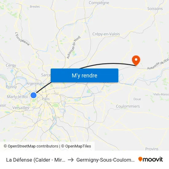 La Défense (Calder - Miro) to Germigny-Sous-Coulombs map