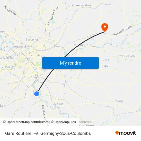Gare Routière to Germigny-Sous-Coulombs map
