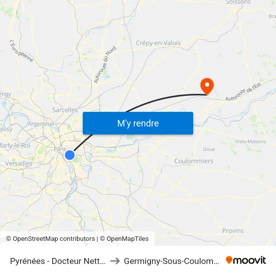 Pyrénées - Docteur Netter to Germigny-Sous-Coulombs map