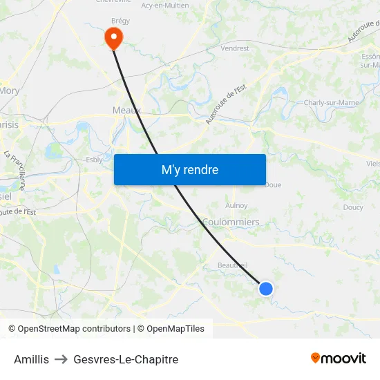 Amillis to Gesvres-Le-Chapitre map