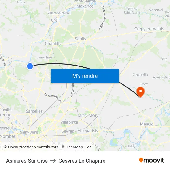 Asnieres-Sur-Oise to Gesvres-Le-Chapitre map