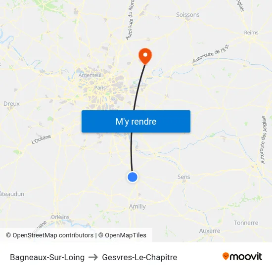 Bagneaux-Sur-Loing to Gesvres-Le-Chapitre map