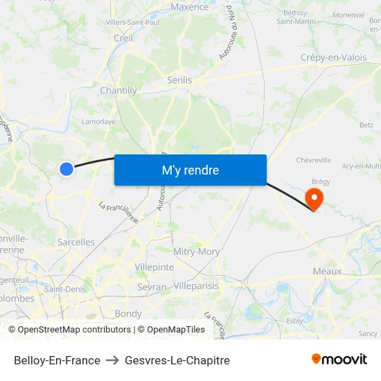 Belloy-En-France to Gesvres-Le-Chapitre map