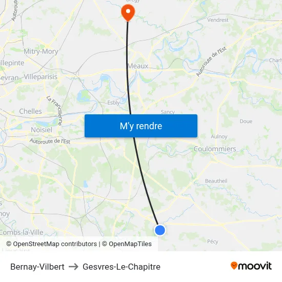 Bernay-Vilbert to Gesvres-Le-Chapitre map