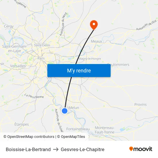 Boissise-La-Bertrand to Gesvres-Le-Chapitre map