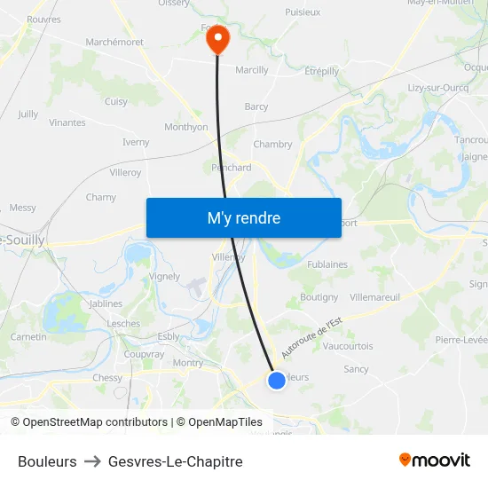 Bouleurs to Gesvres-Le-Chapitre map