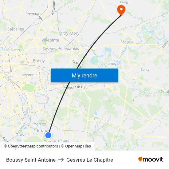 Boussy-Saint-Antoine to Gesvres-Le-Chapitre map