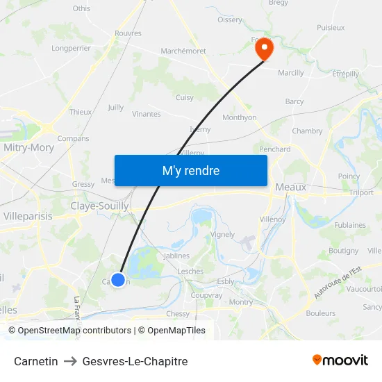 Carnetin to Gesvres-Le-Chapitre map