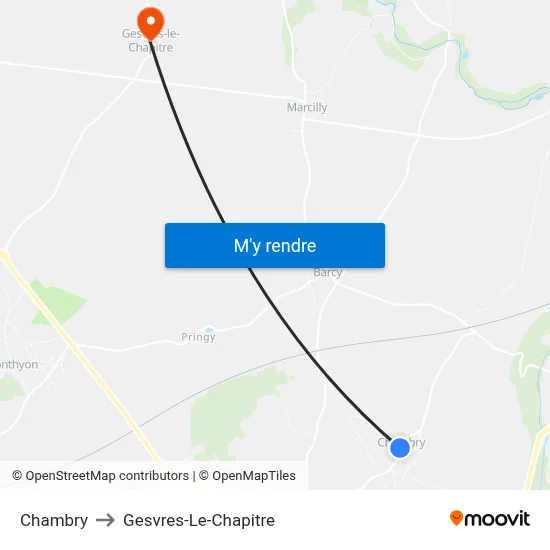 Chambry to Gesvres-Le-Chapitre map