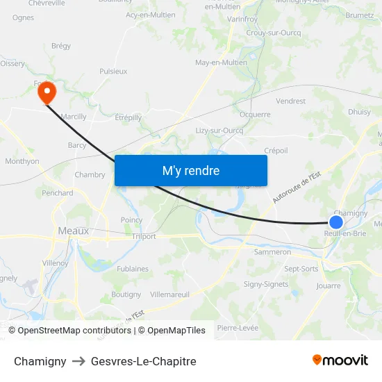Chamigny to Gesvres-Le-Chapitre map