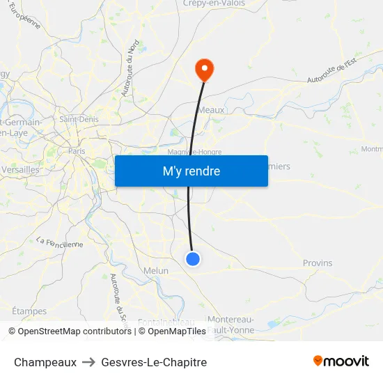 Champeaux to Gesvres-Le-Chapitre map