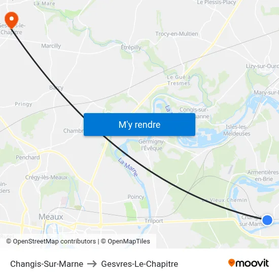 Changis-Sur-Marne to Gesvres-Le-Chapitre map