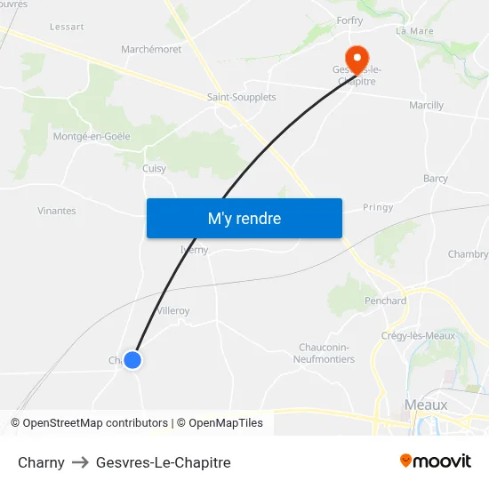 Charny to Gesvres-Le-Chapitre map