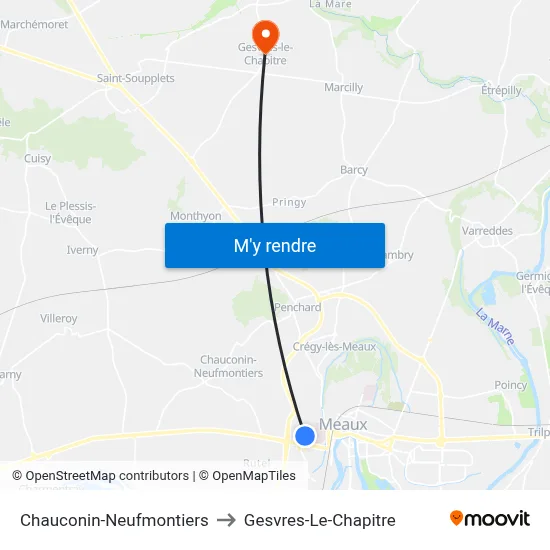 Chauconin-Neufmontiers to Gesvres-Le-Chapitre map