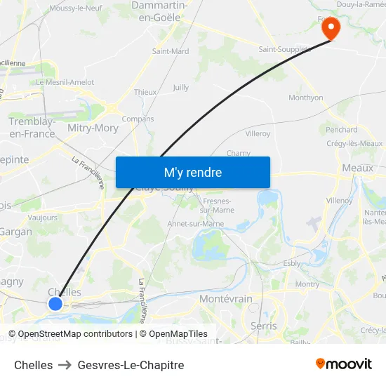 Chelles to Gesvres-Le-Chapitre map