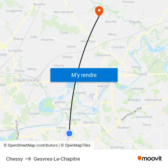 Chessy to Gesvres-Le-Chapitre map