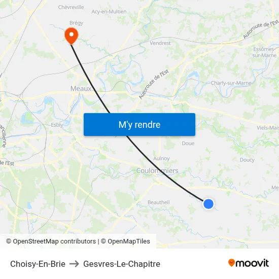 Choisy-En-Brie to Gesvres-Le-Chapitre map