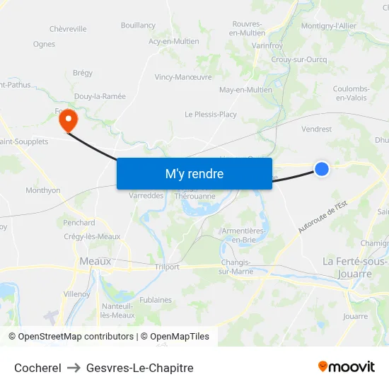 Cocherel to Gesvres-Le-Chapitre map