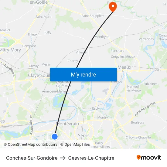 Conches-Sur-Gondoire to Gesvres-Le-Chapitre map