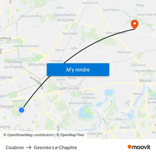 Coubron to Gesvres-Le-Chapitre map