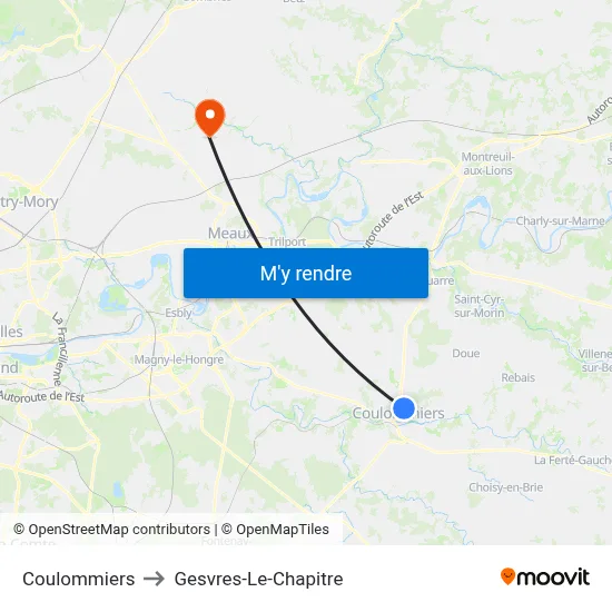 Coulommiers to Gesvres-Le-Chapitre map