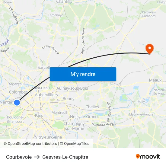 Courbevoie to Gesvres-Le-Chapitre map