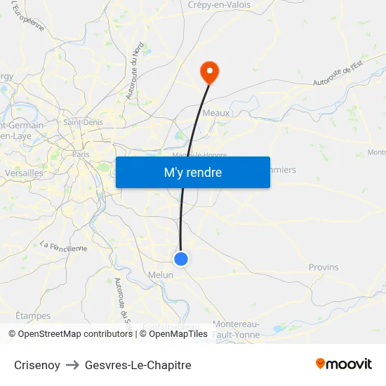 Crisenoy to Gesvres-Le-Chapitre map