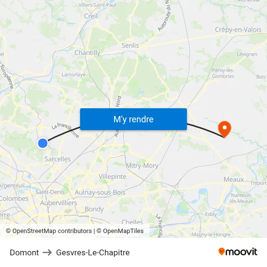 Domont to Gesvres-Le-Chapitre map