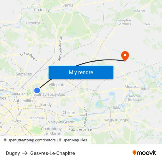 Dugny to Gesvres-Le-Chapitre map