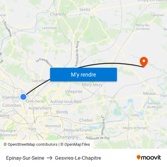 Epinay-Sur-Seine to Gesvres-Le-Chapitre map