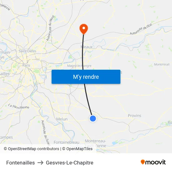 Fontenailles to Gesvres-Le-Chapitre map