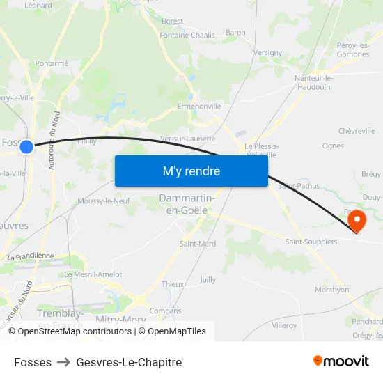 Fosses to Gesvres-Le-Chapitre map