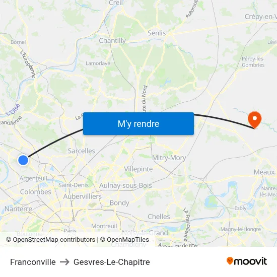 Franconville to Gesvres-Le-Chapitre map