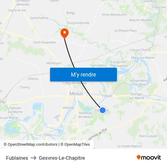 Fublaines to Gesvres-Le-Chapitre map