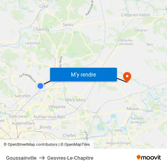 Goussainville to Gesvres-Le-Chapitre map