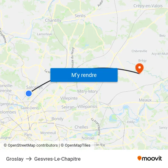 Groslay to Gesvres-Le-Chapitre map