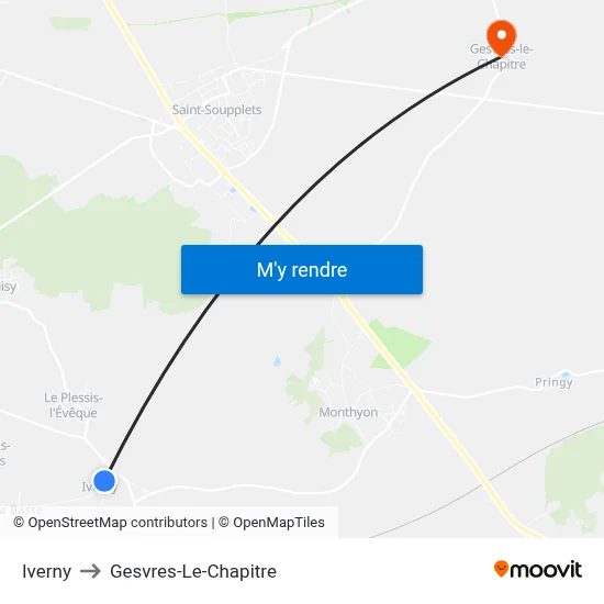 Iverny to Gesvres-Le-Chapitre map