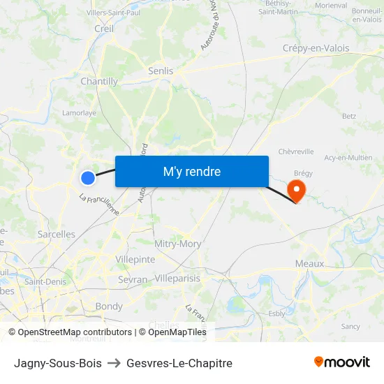 Jagny-Sous-Bois to Gesvres-Le-Chapitre map