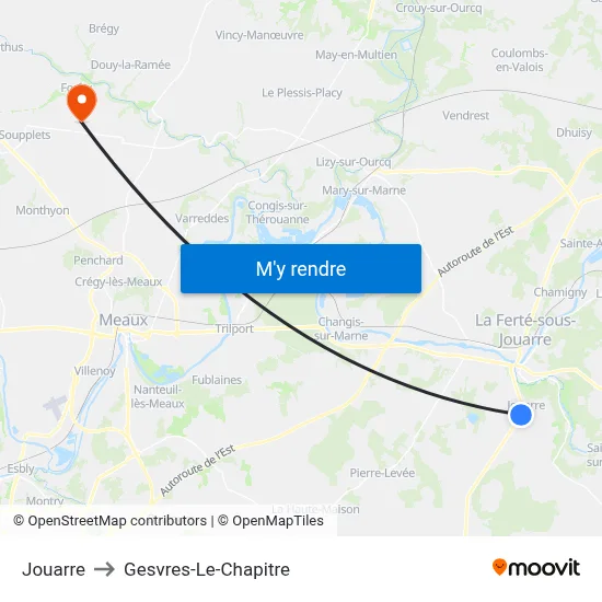 Jouarre to Gesvres-Le-Chapitre map