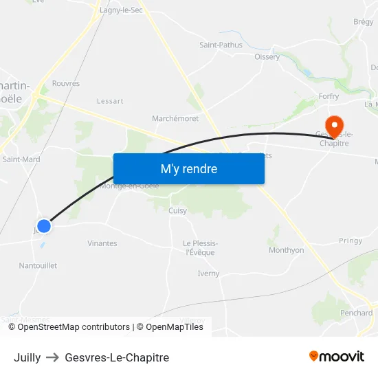 Juilly to Gesvres-Le-Chapitre map