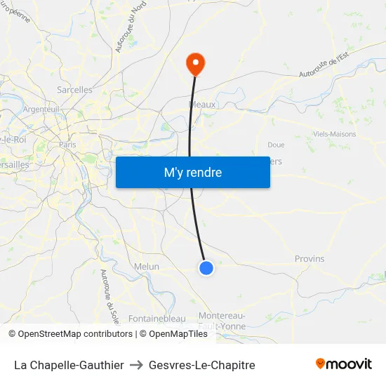 La Chapelle-Gauthier to Gesvres-Le-Chapitre map