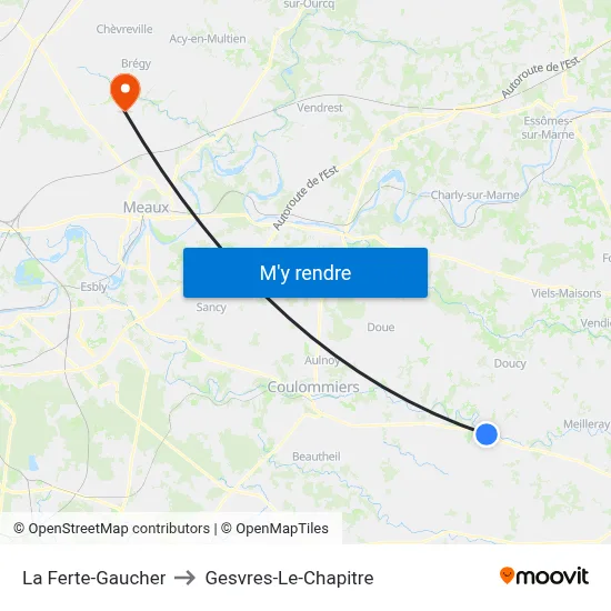 La Ferte-Gaucher to Gesvres-Le-Chapitre map
